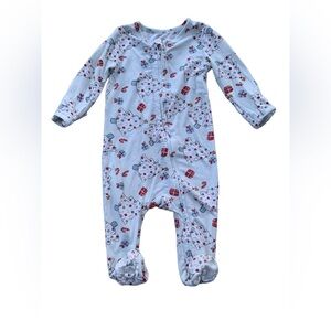 Caden Lane Size 0-3 Months Christmas Tree and Gift Print Bamboo Footie Sleeper